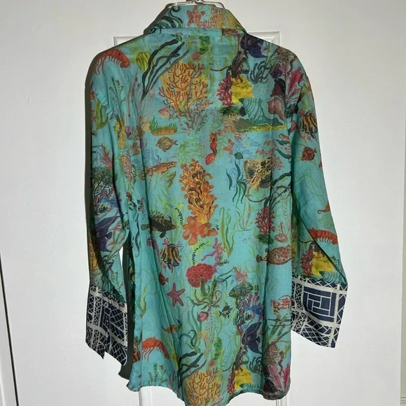 TIZZIE Ocean-Themed Button-Up Shirt - Picture 3 of 12